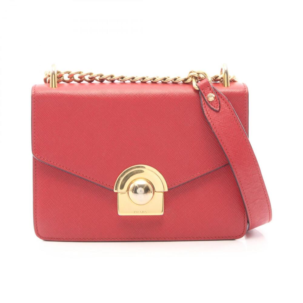 Prada Shoulder Bag Saffiano Leather Red
